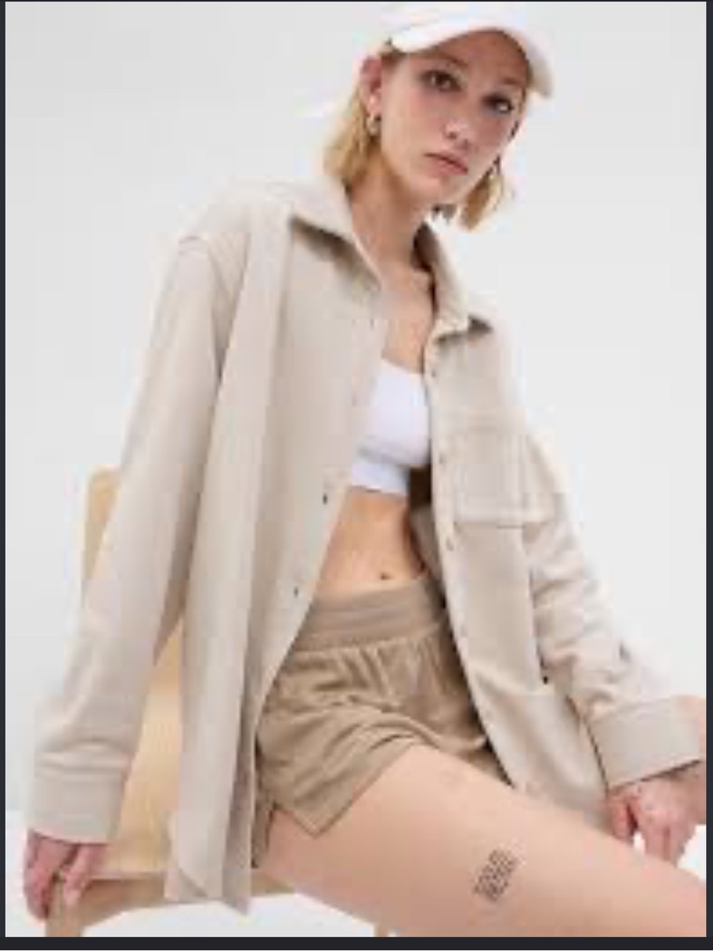 Gap Vintage Soft Oversized Shirt Jacket in Moonstone Beige